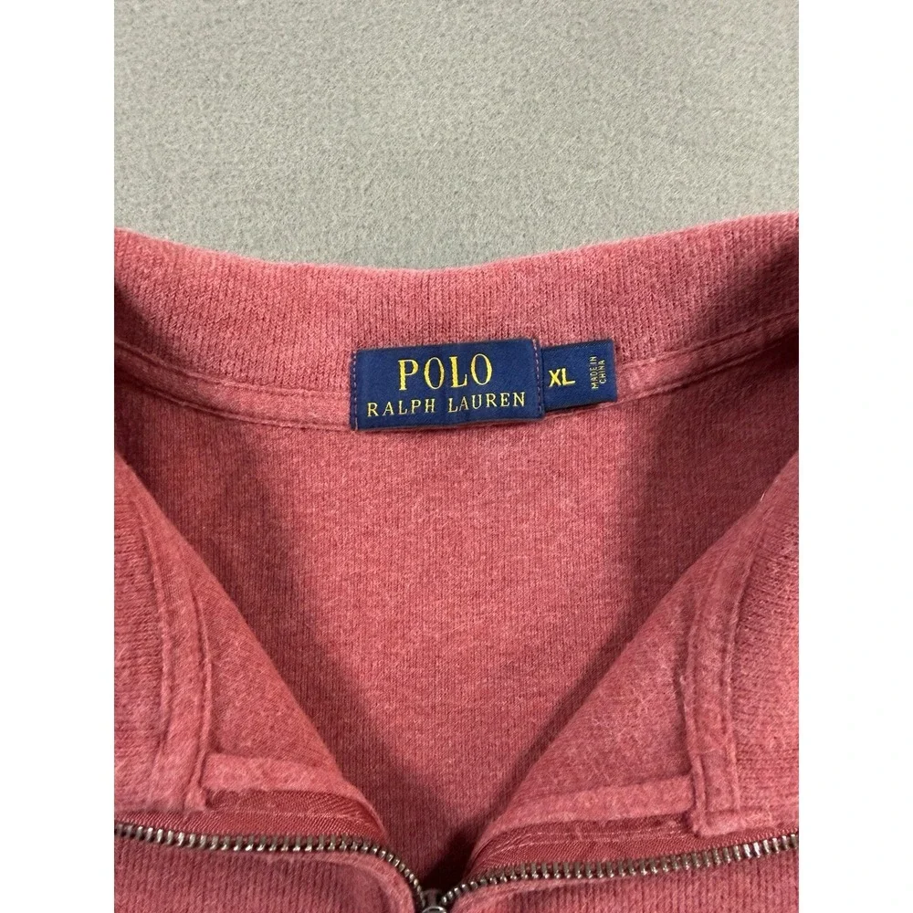 Polo Ralph Lauren Quarter Zip Pullover Sweater Salmon Pink Mens Size XL Preppy